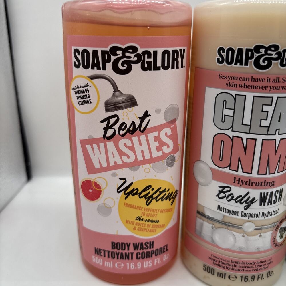 SOAP & GLORY Body Wash Lot 3 Piece Best Washes Clean On Me The Real Zing 500ml - Picture 2 of 4
